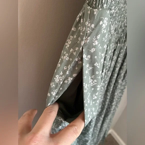 Cottage Prairie Sage Green Basque Bodice Spaghetti Strap Dress Size Small - Picture 4 of 10